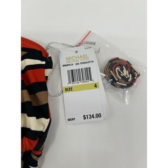 NWT MICHAEL Michael Kors MM8P074 Terracotta Zebra Print Swimsuit Women's 4 - Picture 6 of 9